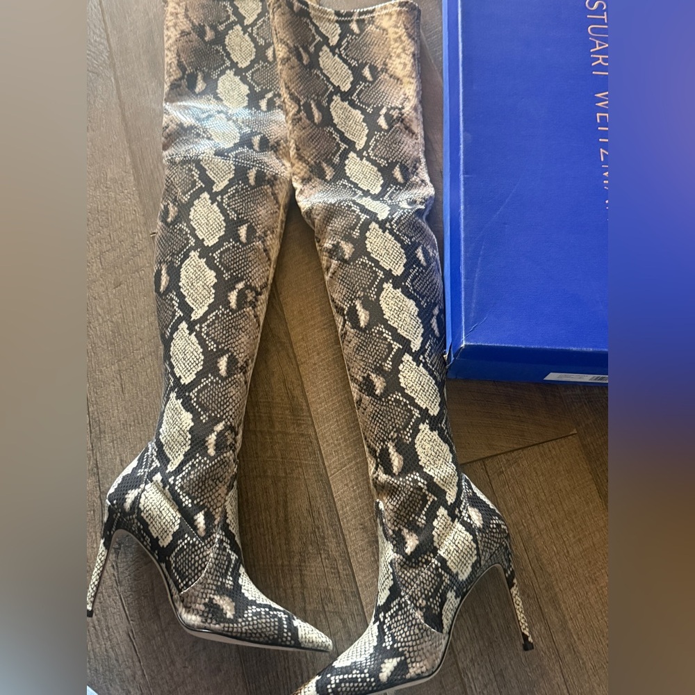 Stuart Weitzman Python Print Over-the-Knee Boots … - image 2